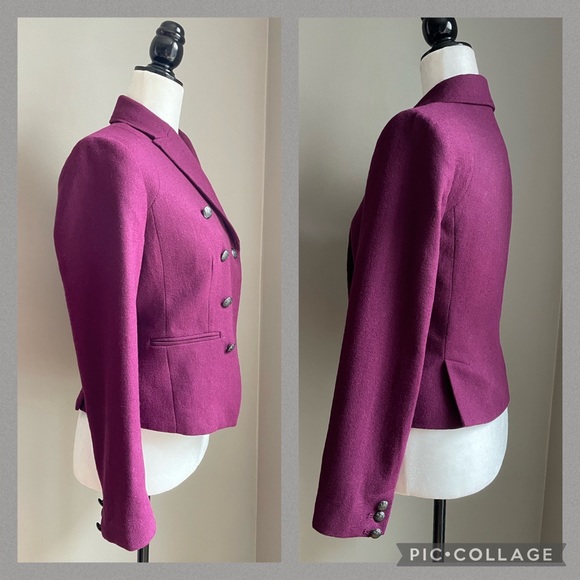 Banana Republic Recycled Wool Military Huckleberry Double Breasted Blazer EUC- S - Picture 3 of 16